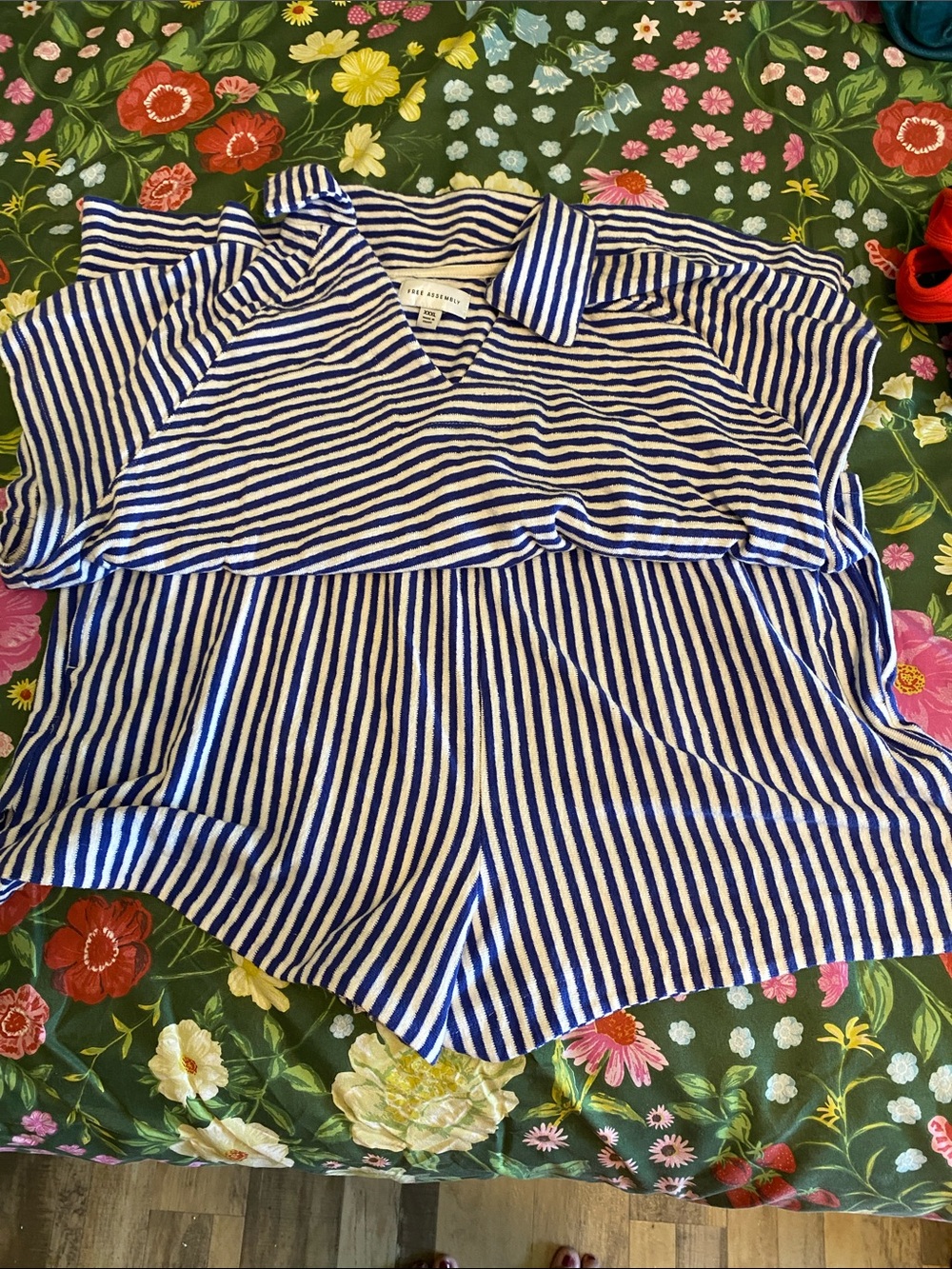 Free Assembly Blue and White Striped Two-Piece Set